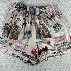 Taylor Swift Satin Boxer Shorts Size L Swifie Era Print Pajama Sleepwear